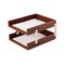 Dacasso Rustic Brown Leather Double Letter Trays AG-3220 - alternate 3
